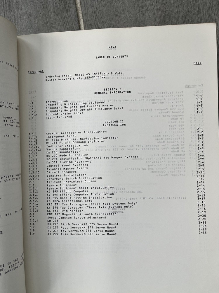 Beechcraft 65 (L-23F) Autopilot Flight Manual King KFC 200 Flight Control System