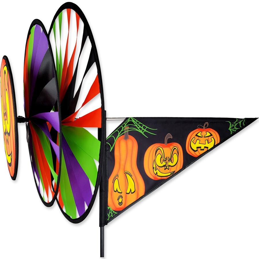 Halloween Pumpkin Triple Wind Spinner Large 33"