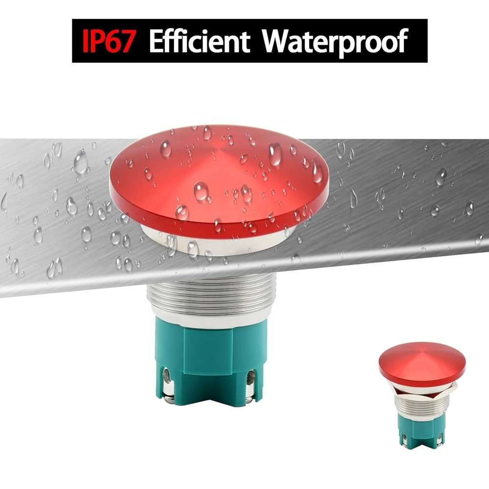 10 Amp Push Button Switch Red 22mm 7/8'' Momentary, DPST 2NO,