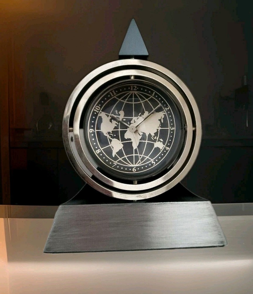 Galileo Gimbal Clock & Frame -Silver - UNUSUAL DESK CLOCK