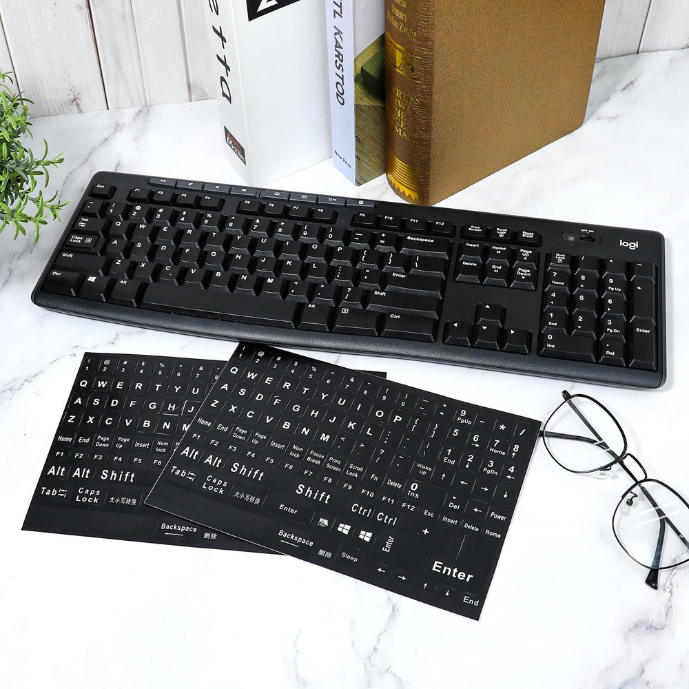 2 Pack Universal English Computer Stickers Keyboard Replacement Letters Stickers
