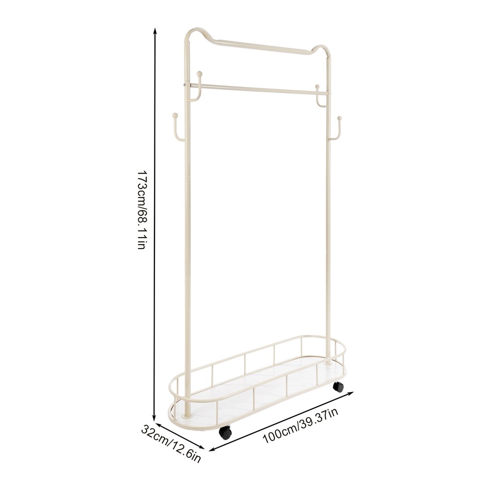 Clothes Rack, Movable Coat Rack, Coat Rack with Storage Basket