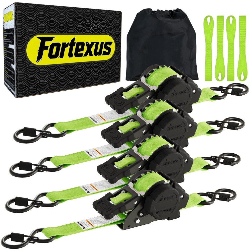 Retractable Ratchet Straps,1'' x 12' Tie Downs Automatic Retractable Ratchet ...
