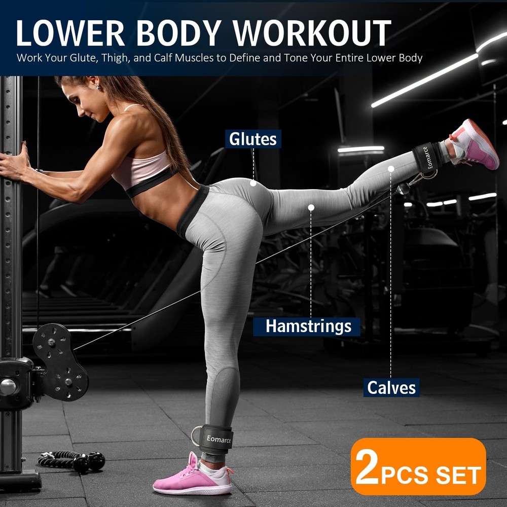 Eomarce 2PCS Set Premium Cable Kick Back Ankle Straps for Black