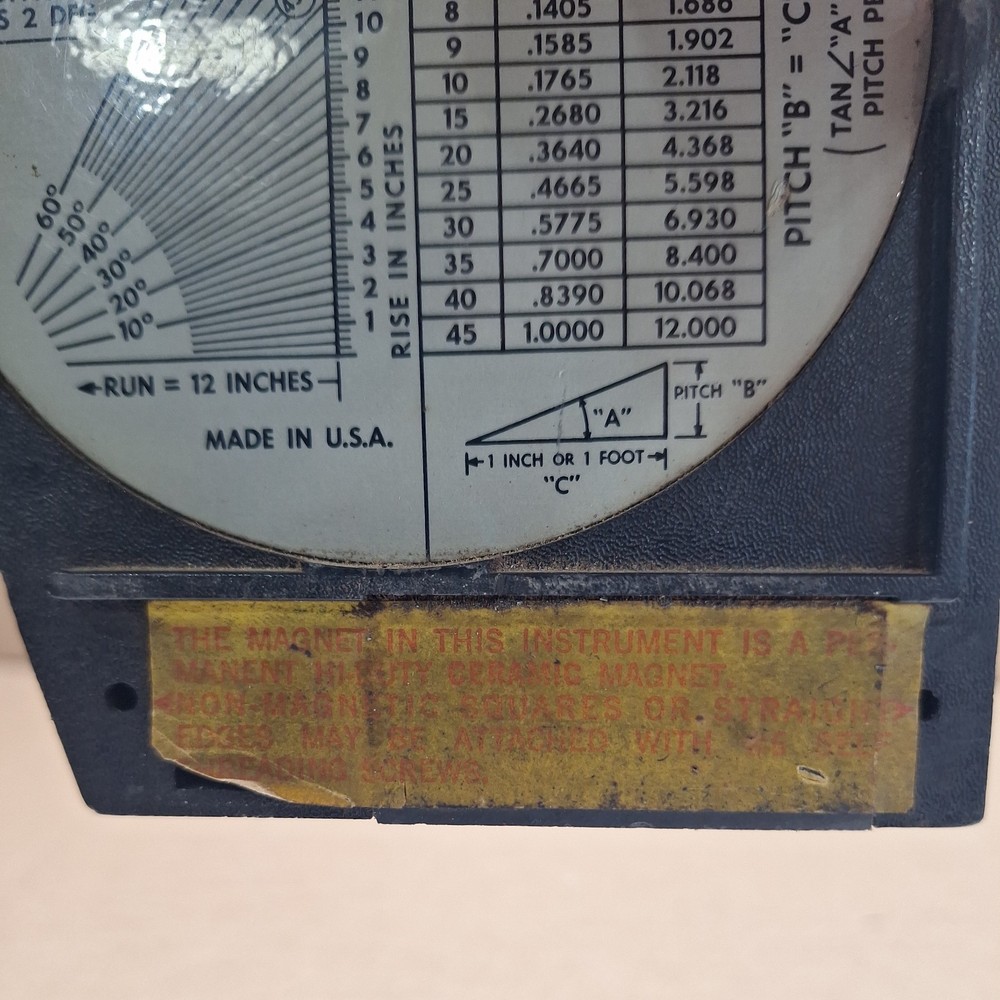 Sears Craftsman Universal Protractor Plumb & Level 93995