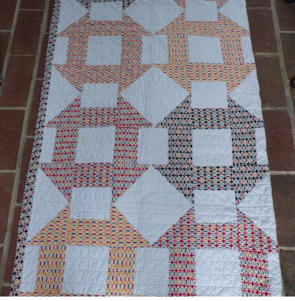 Handmade Small Multicolor Geometric Quilt