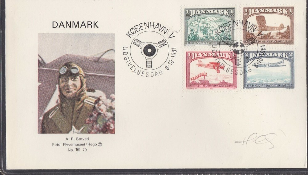 DENMARK 1981 4 FIRST DAY COVERS PLANES