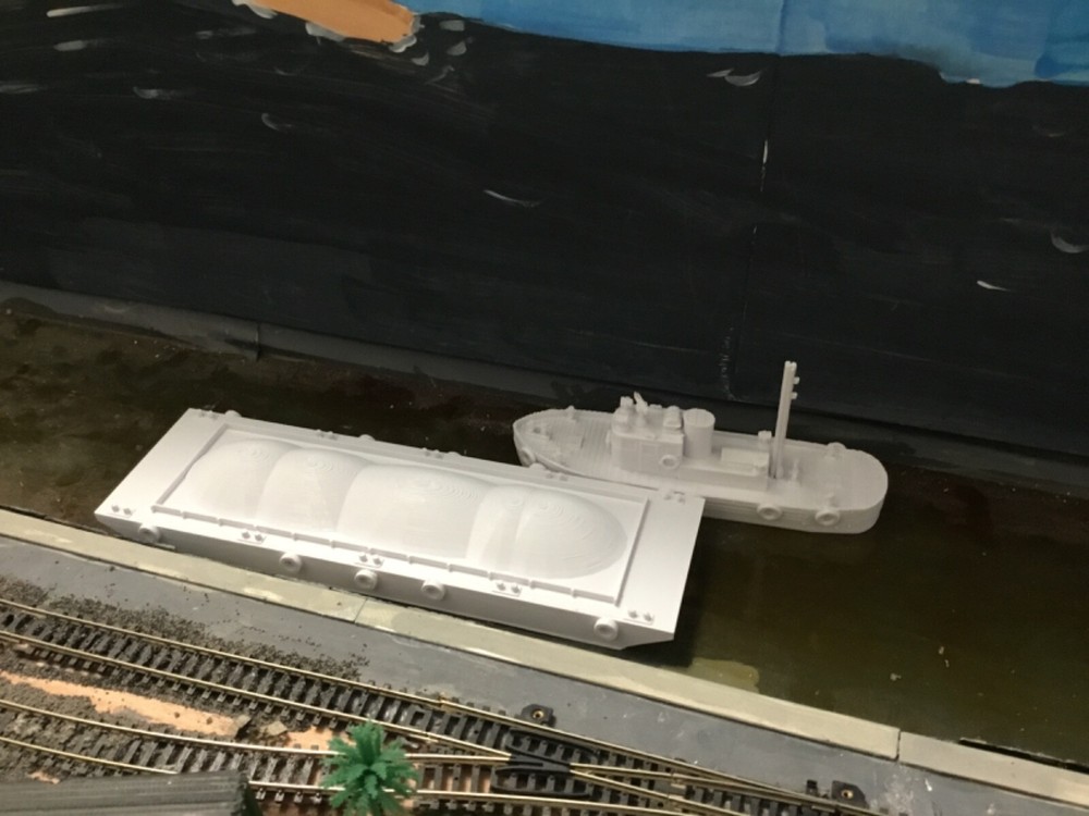 N scale Open top barge with load 3-D PRINT UNPAINTED