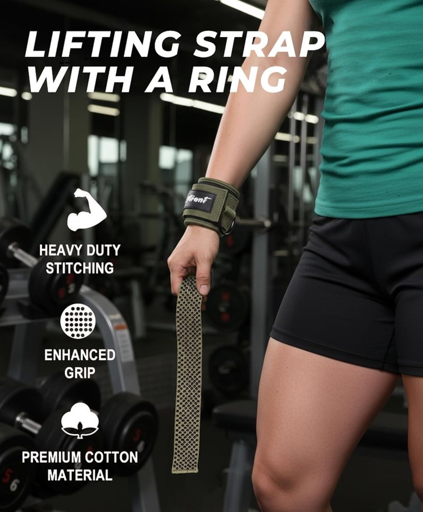 Weight Lifting Straps with Cuffed D Ring,Heavy Duty Thyick Comfortable Lifting