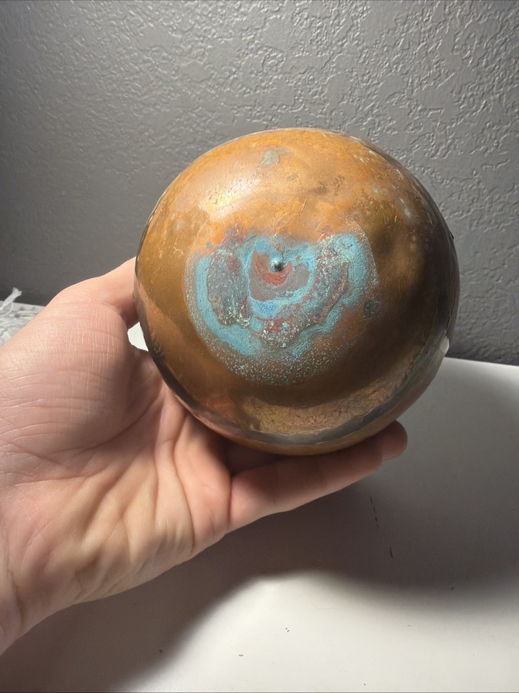 Vintage Solid Copper Cauldron Pot with Swing Handle Rustic Farmhouse Decor