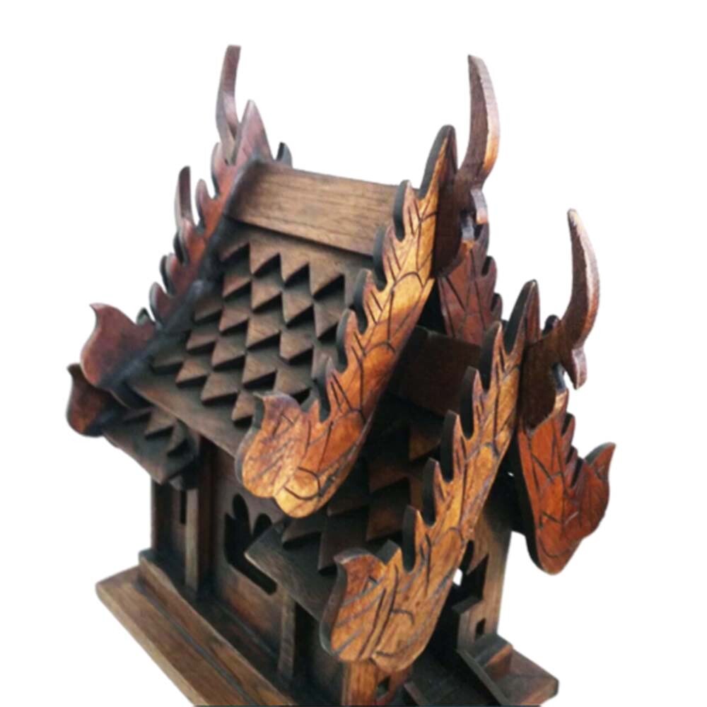 Home Collectibles Thai Small Temple Buddha Wooden Spirit House Buddhist Handmade