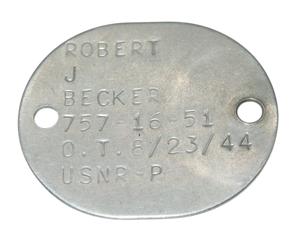 Original WWII US Navy 1944 Dog Tag Torpedo Squadron 38  Becker CA12