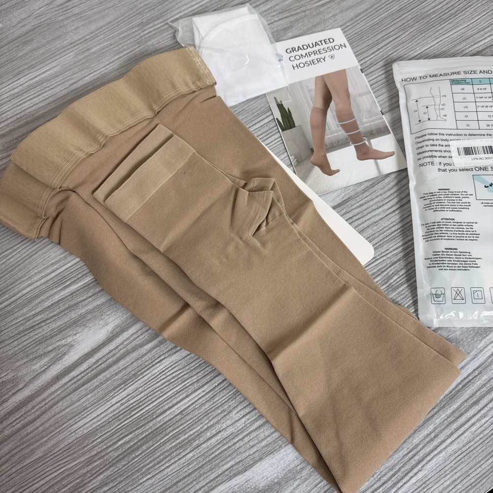 Lin Performance Graduated Compression Sz L Beige
