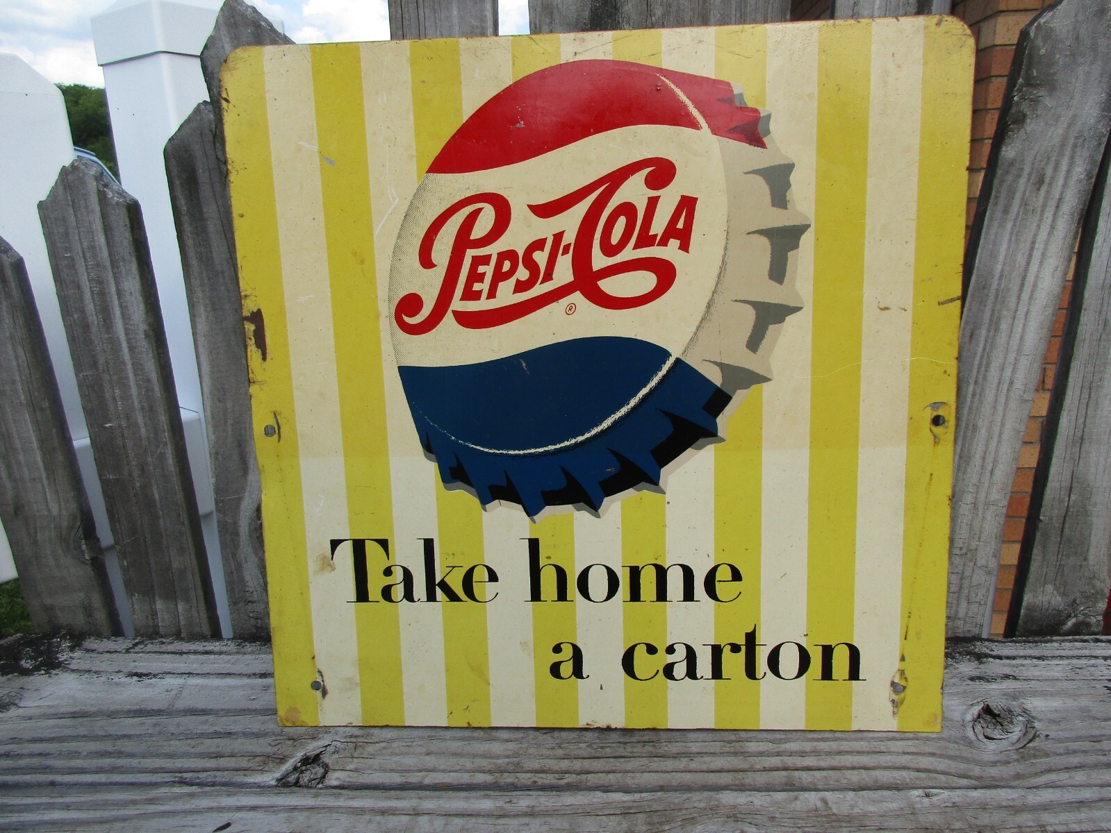 ORIGINAL 2 SIDED PEPSI-COLA METAL SIGN