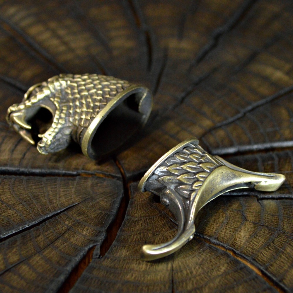 Set Basilisk unique solid bronze finger guard bolster & pommel for custom knife