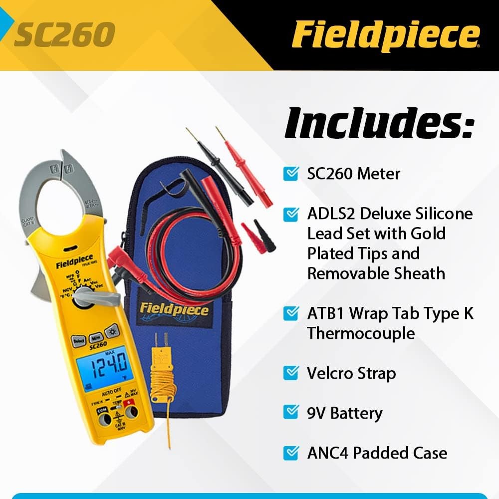Compact HVACR Clamp Multimeter SC260 – True RMS Clamp Meter with Temperature