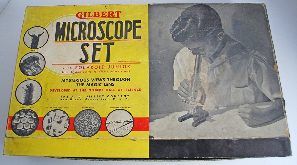Vintage 1938 Gilbert Microscope Set Polaroid Junior #8