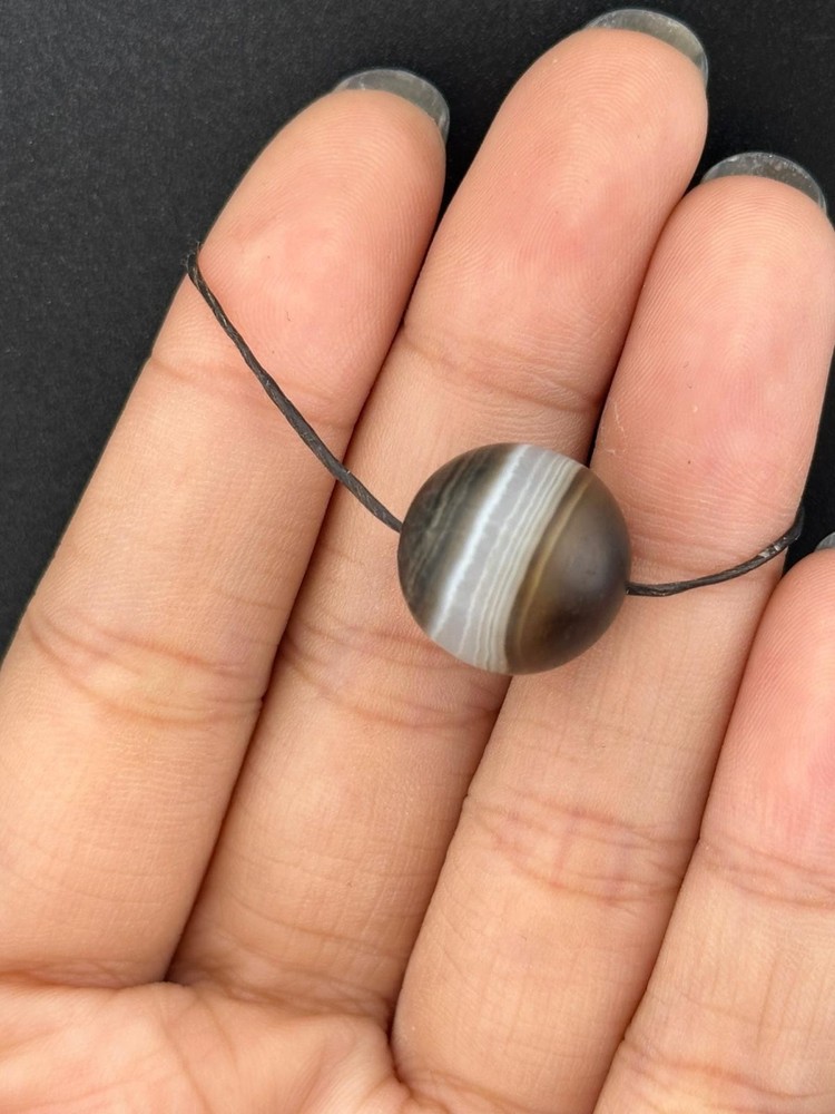 Large Ancient Round Agate Stone Bead with Multiple Stripes in Good Condition