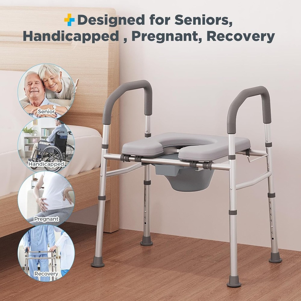 Bedside Commode for Seniors, Bedside Commodes with Adjustable Width and Height,