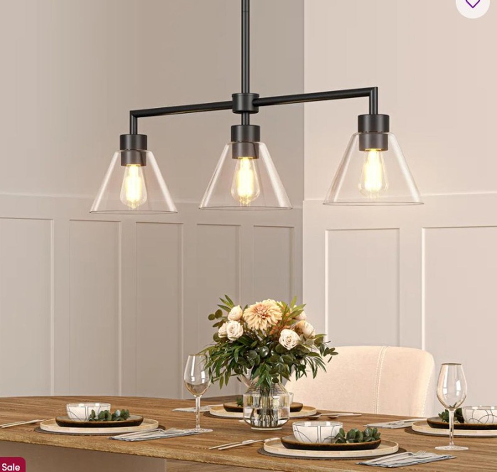 Modern Kitchen Island 3 Light  Linear Chandelier