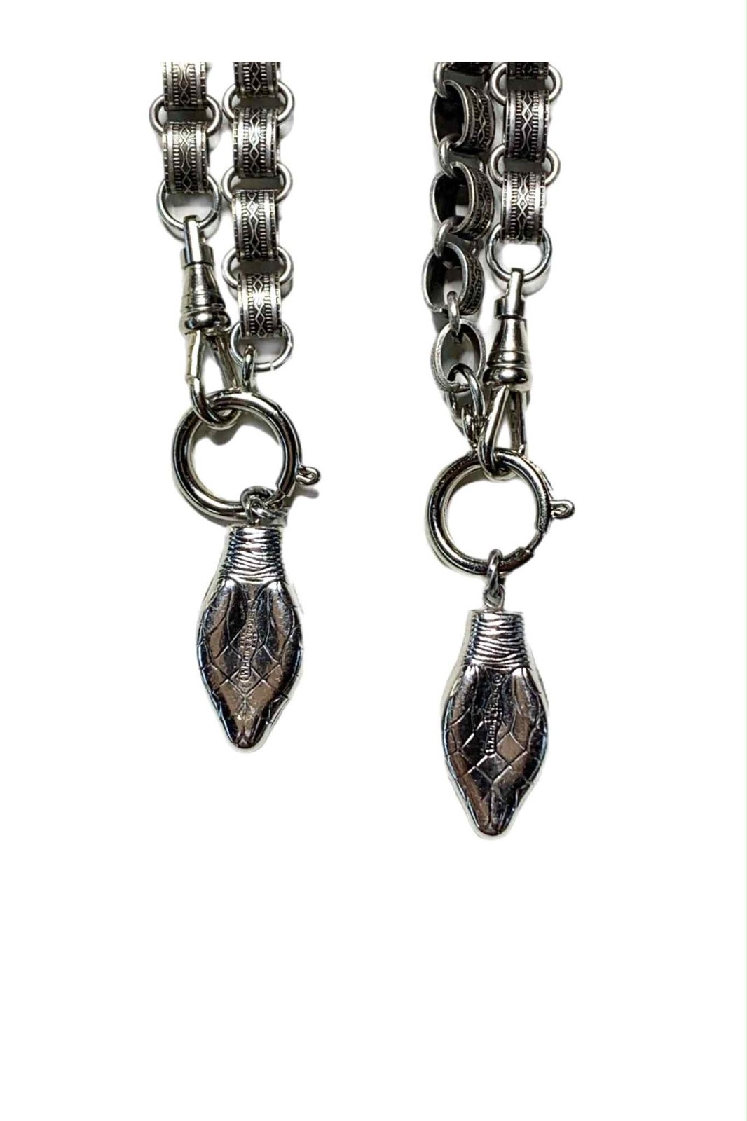 LUX Vintage Whiting + Davis Snake Pendant with Silver Bookchain Necklace, 16-18”