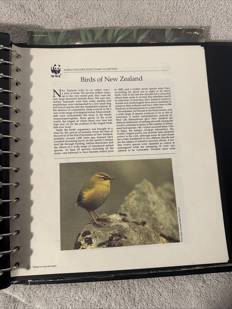 World Wildlife Fund Stamp Collection With Binder 34 Cards & Endangered Species