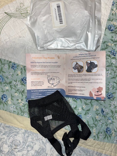 ADJUSTABLE DOG MUZZLE MEDIUM BLACK New Pet Training Tool WASHABLE Adjusts NEW