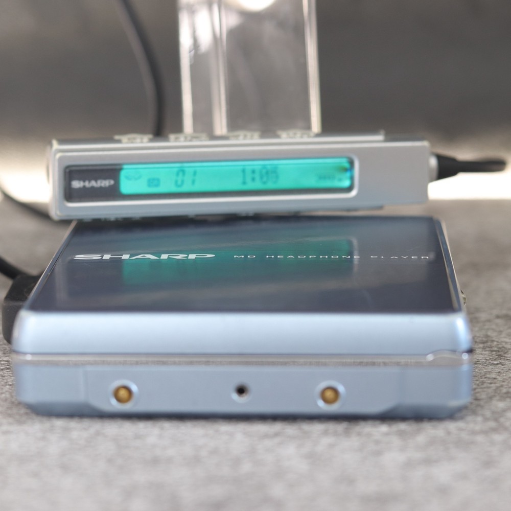SHARP MD-ST600 Blue Portable MD Player MDLP Tested Working w/ Remote & Stand