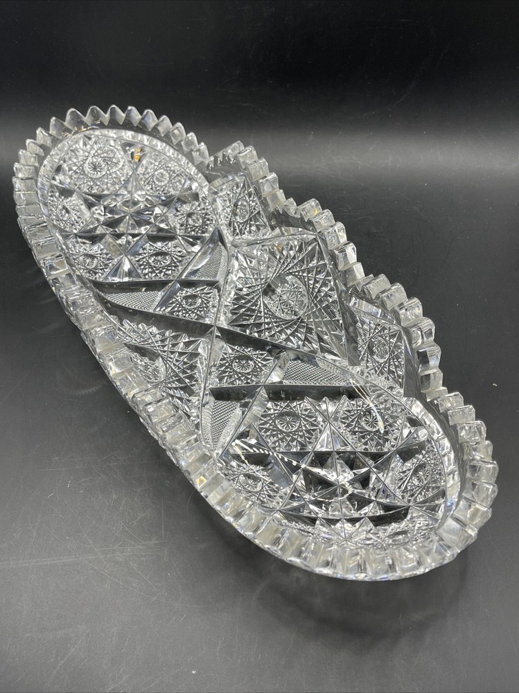 Heavy Glass Sawtooth Celery Dish