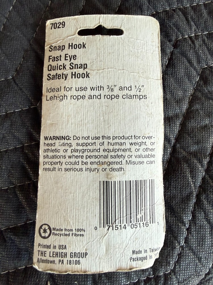 3/8"/1/2" Rope Lehigh Snap Hook