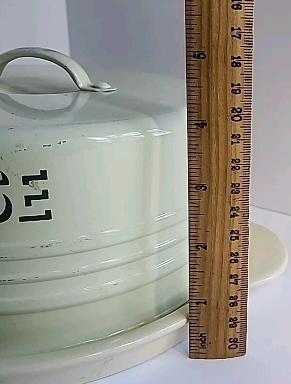 Ivory Brie Baker Cheese Dish 8" Oven Safe Handle Enamel Covered Serving Dish #