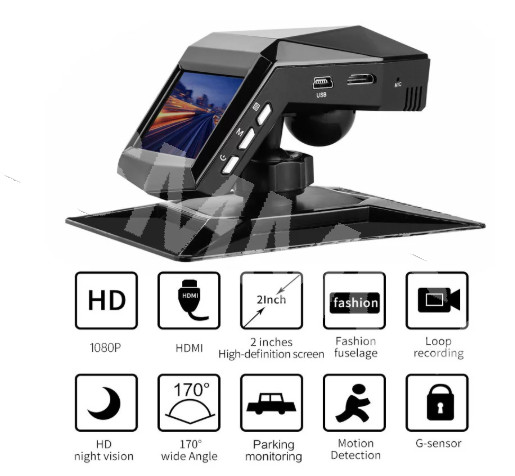 Car DVR Dash Cam Front Camera G-Sensor Recorder 2 in Video Night Vision