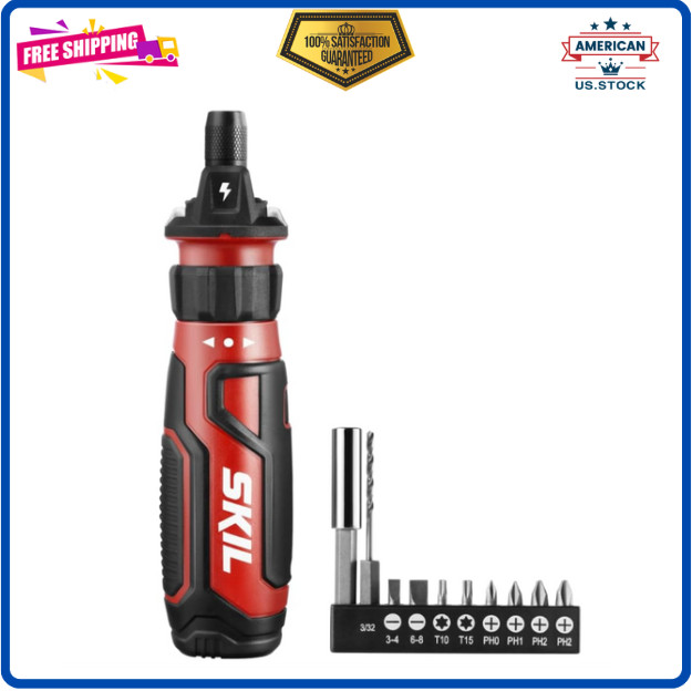 SKIL Rechargeable 4V Screwdriver, Circuit Sensor Technology, 9 Bits, USB Cable
