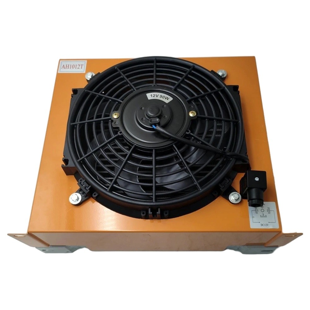 New AH1012T-CA DC12V Industrial Hydraulic Oil Cooler 100L/min Flow Fan Radiator