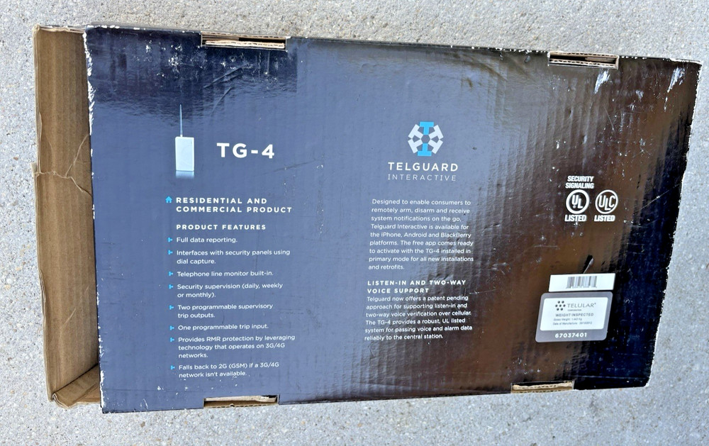 Telguard TG-4 LTE-V Cellular Alarm Communicator for LTE Networks OPEN BOX