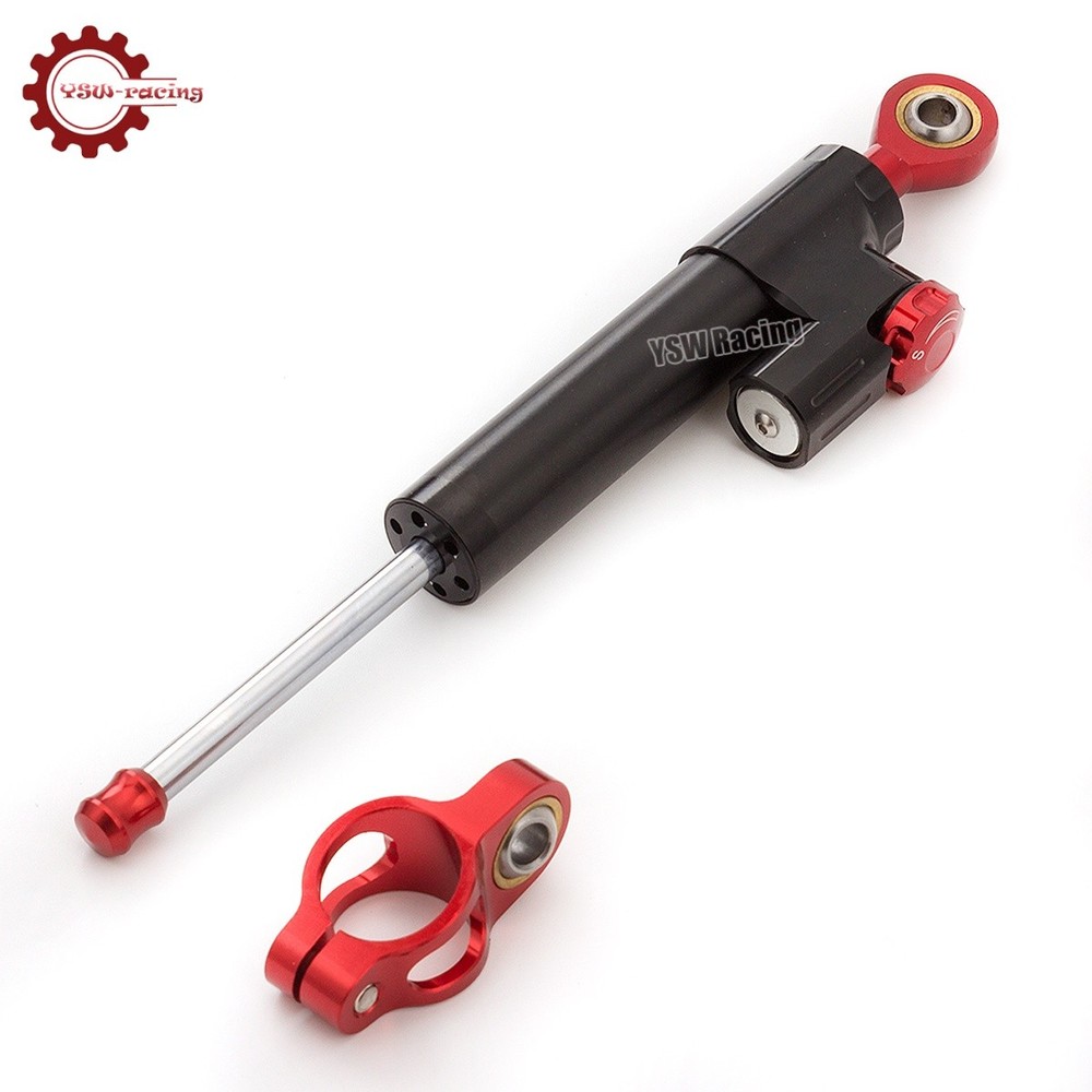 Motorcycle Universal CNC Adjustable Steering Damper Stabilizer Safety Black&Red