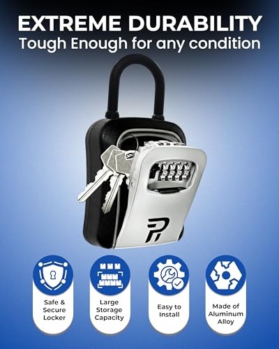 Rudy Run Key Lock Box for Outside – Small Outdoor Lockbox for Keys with Code, 4-