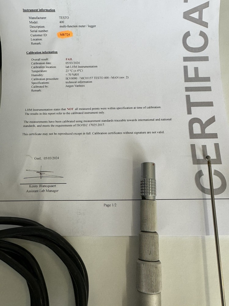 TESTO Set 400 climate meter differential pressure flow humidity