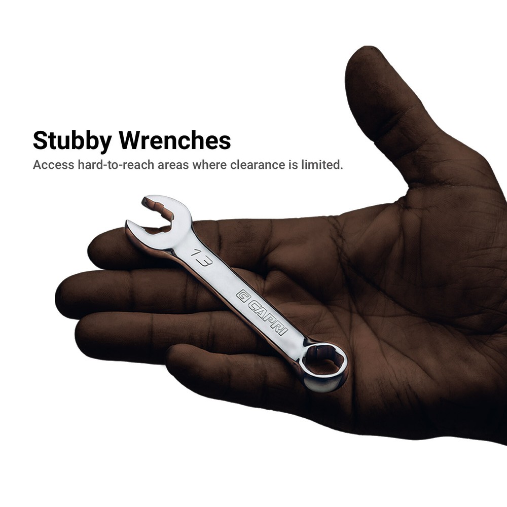 Capri Tools WaveDrive Pro Stubby Combination Wrench for Regular/Rounded Bolts
