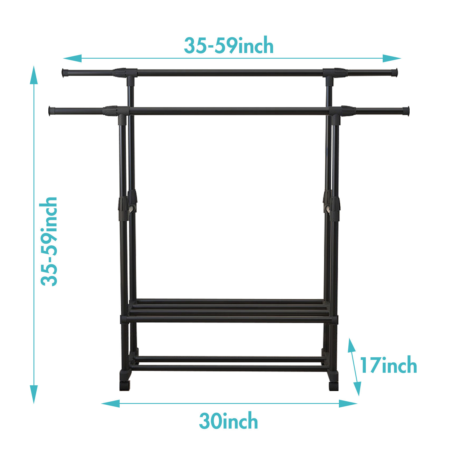 Heavy Duty Clothing Garment Rack Rolling Clothes Organizer Double Rails Hanging