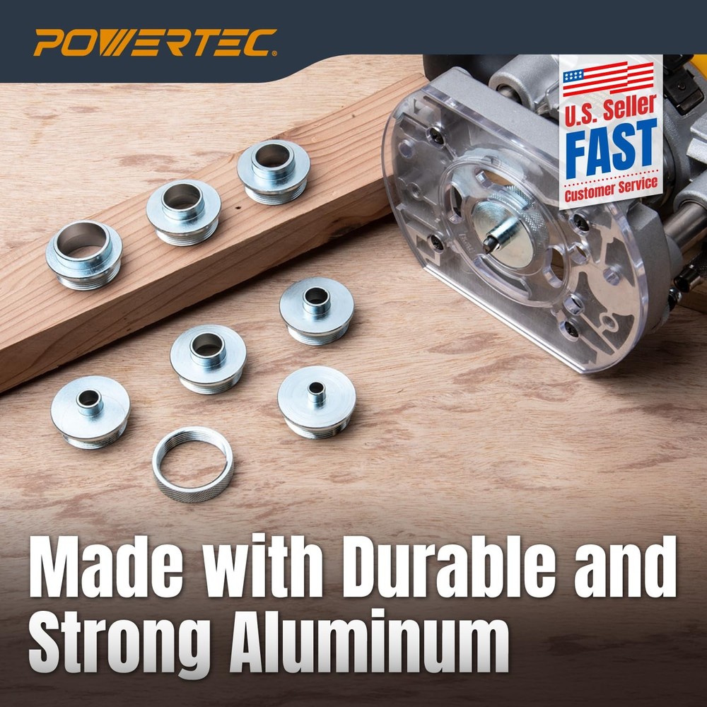 POWERTEC 72092 Solid Router Template Bushing Guides and Centering Pin