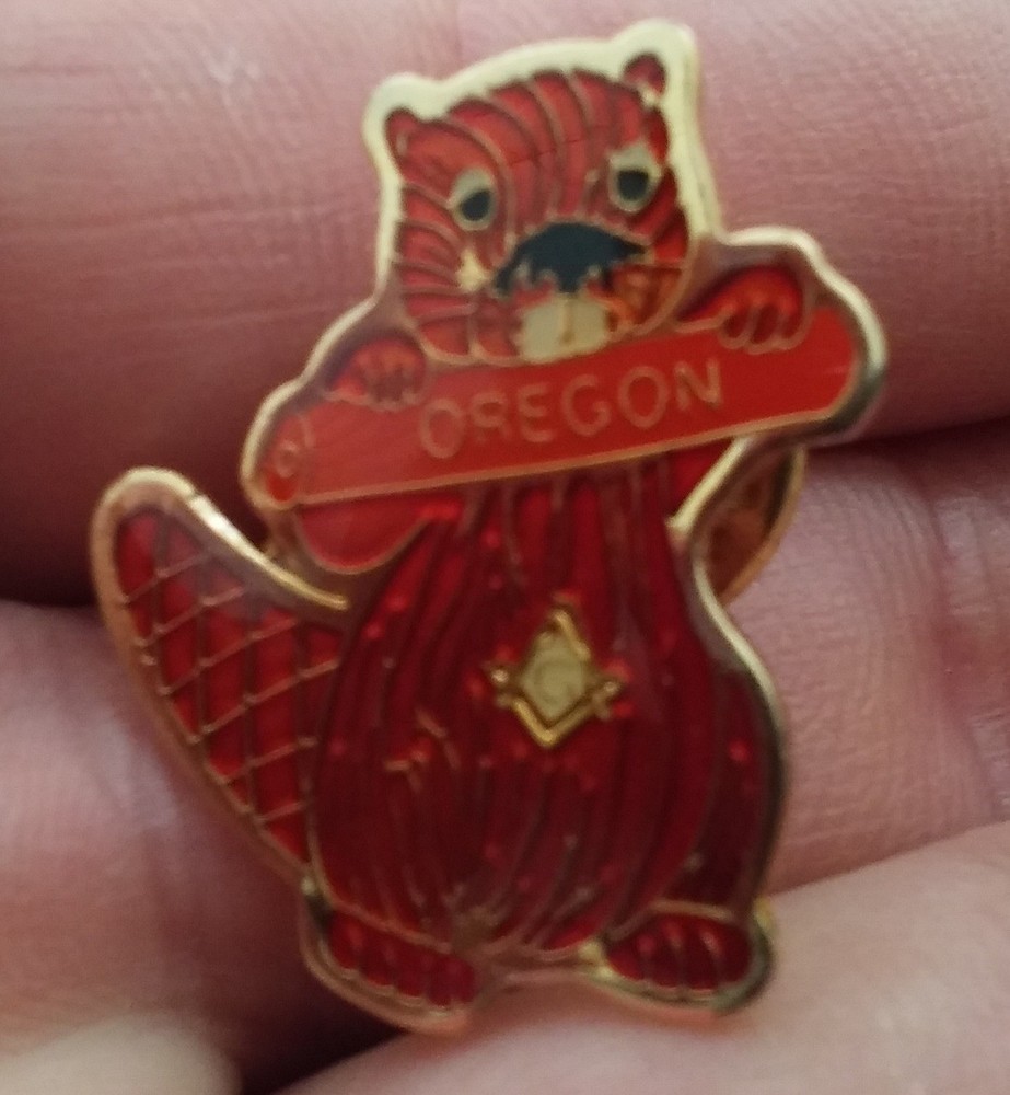 Oregon Beaver Masonic pin badge