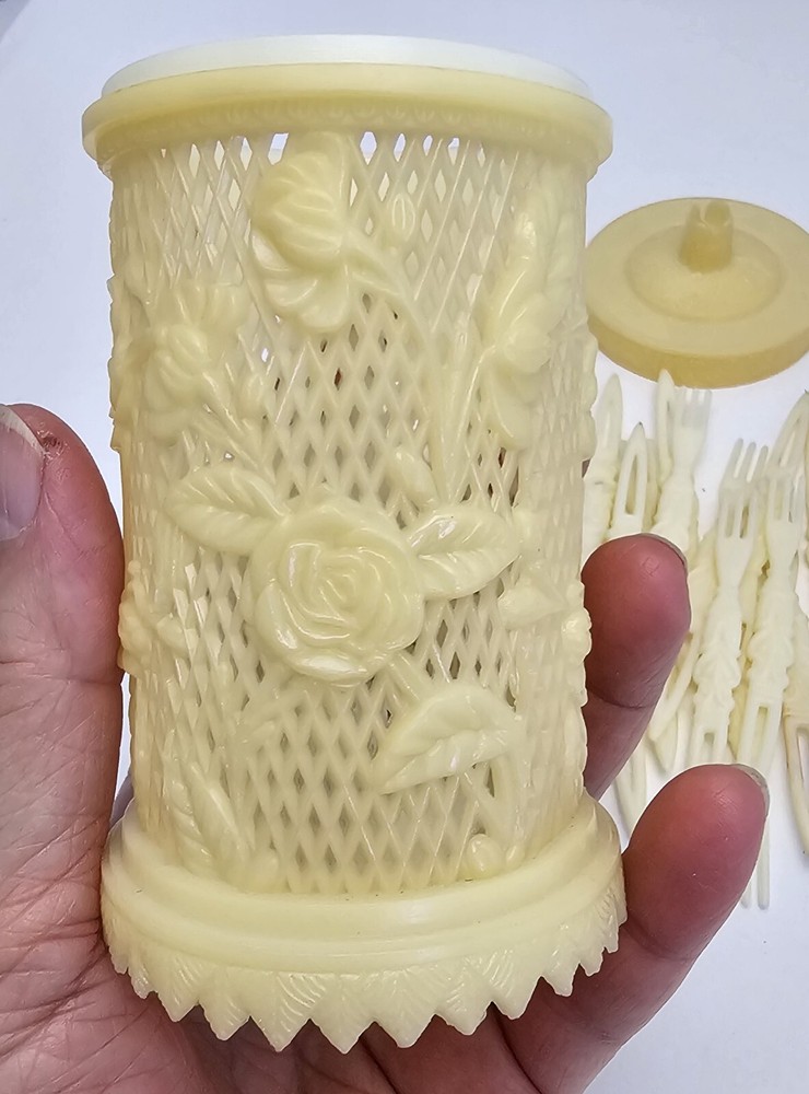 Vintage Cocktail Fork Set - Ivory Celluloid