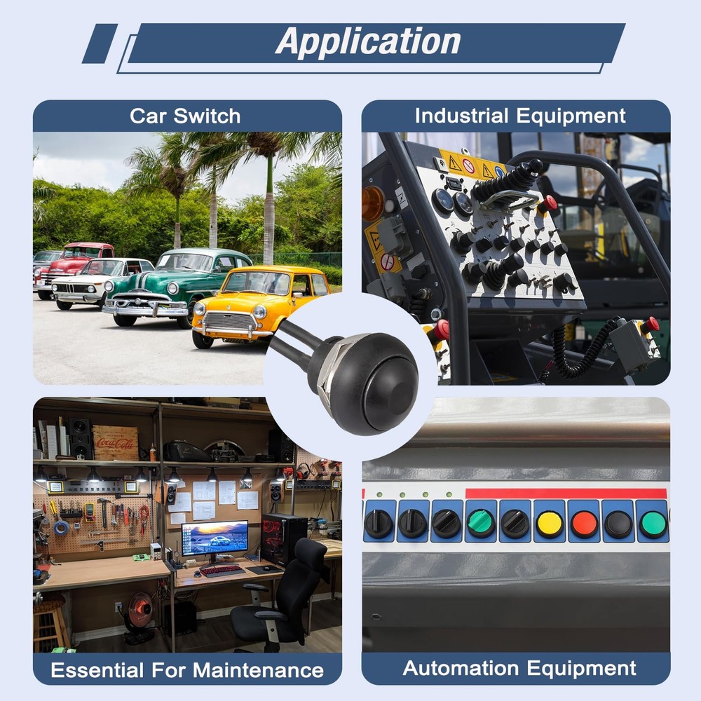 VEXUNGA 12MM Momentary Push Button Switch ON Off Round Mini Waterproof Push...