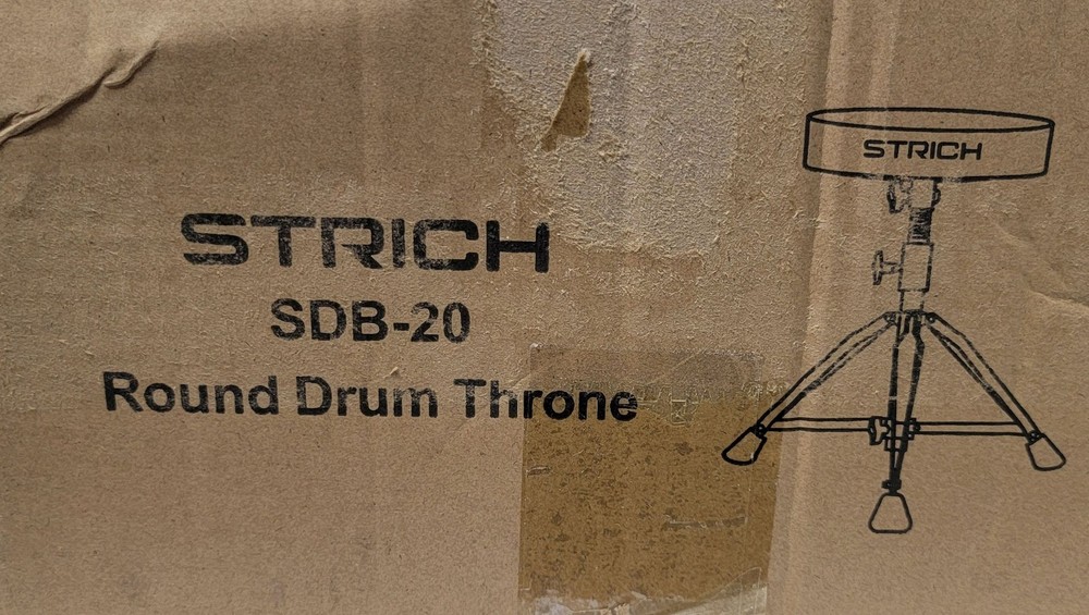 STRICH SDB-20 Round Drum Throne – Double-Braced Adjustable Drum Seat Stool