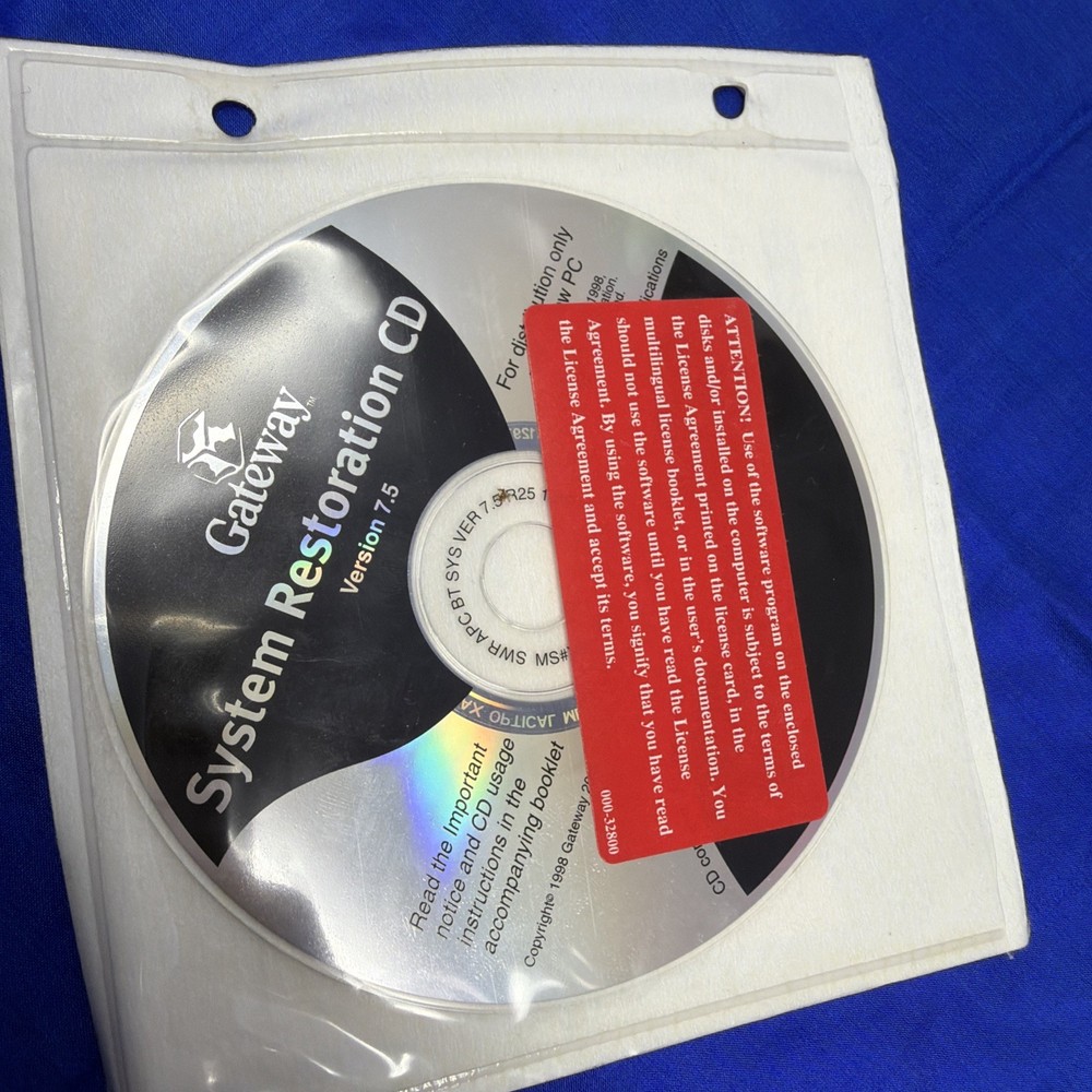 Vintage Gateway System Restoration CD Version 7.5 PC Software Disc