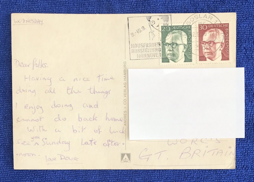 Deutsche Bundespost Stamps On Postcard - Postmark *