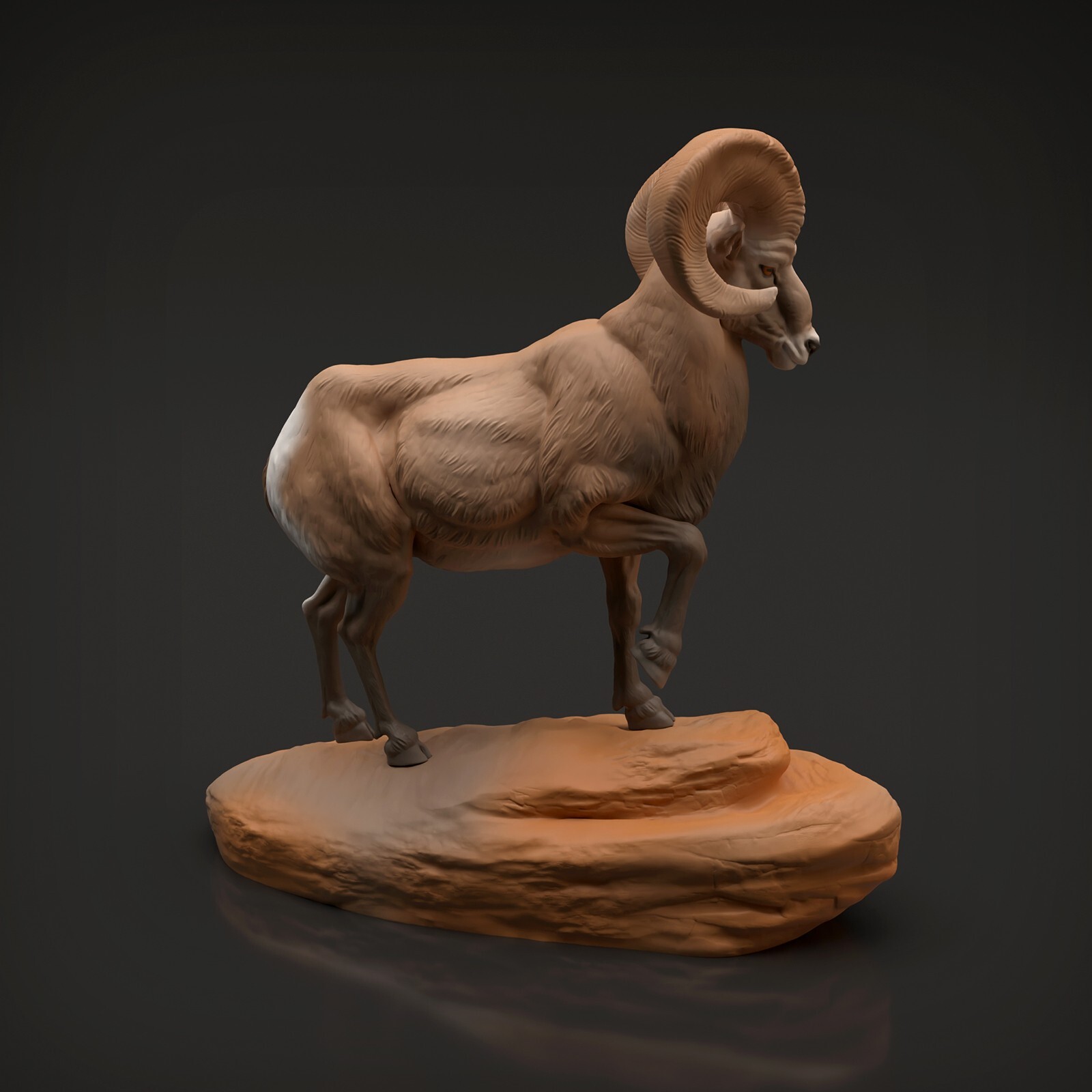 Big Horn Ram 3D Printed Resin Model RR Diorama Unpainted Wildlife Animals Decor