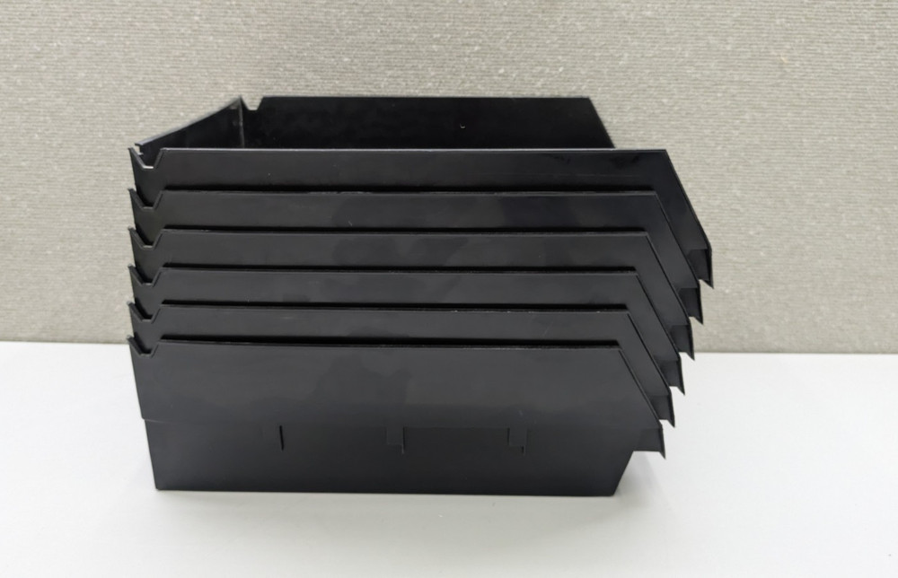 ☑️ 6 Pack Black Storage Box Bin Stackable Display Open Storage Accessories Used