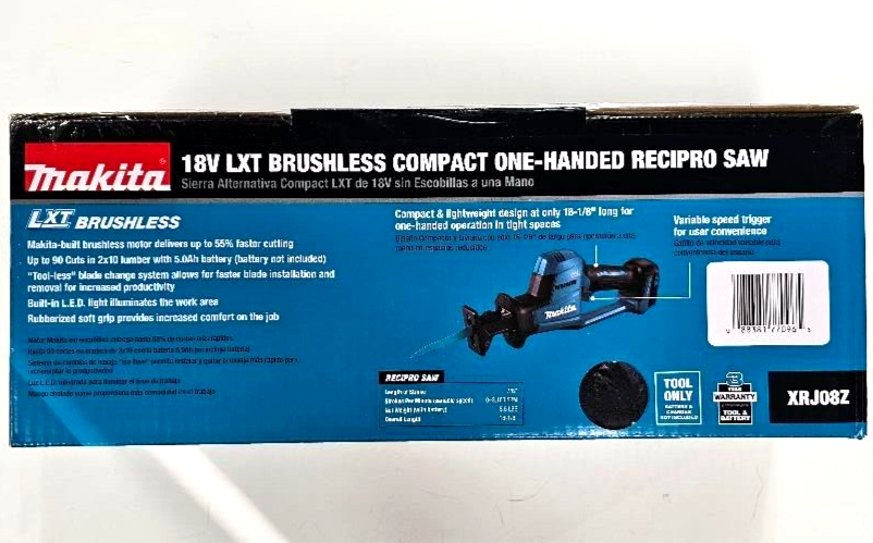 NEW Makita 18V XRJ08Z Brushless Cordless Reciprocating Saw One Hand Compact Volt